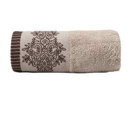 Ręcznik Gracja 50x90 beżowy frotte z bordiurą w stylu orientalnym 550 g/m2