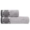 Ręcznik Gracja 50x90 srebrny frotte z bordiurą w stylu orientalnym 550 g/m2 Ręcznik Gracja 50x90 srebrny frotte z bordiurą w stylu orientalnym 550 g/m2