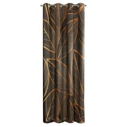 Zasłona 140x250 Alisma brązowa beżowa liście gotowa na przelotkach welurowa Limited Collection Eurofirany