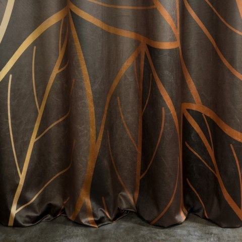 Zasłona 140x250 Alisma brązowa beżowa liście gotowa na przelotkach welurowa Limited Collection Eurofirany Zasłona 140x250 Alisma brązowa beżowa liście gotowa na przelotkach welurowa Limited Collection Eurofirany