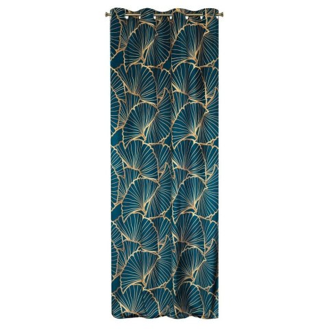 Zasłona 140x250 Musa 3 granatowa beżowa liście miłorzębu gotowa na przelotkach welurowa Limited Collection Eurofirany Zasłona 140x250 Musa 3 granatowa beżowa liście miłorzębu gotowa na przelotkach welurowa Limited Collection Eurofirany