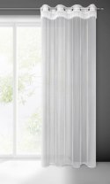 Firana 140x250 Sari biała gotowa na przelotkach z drobnej siateczki z ozdobną koronką przy górnej krawędzi Eurofirany Firana 140x250 Sari biała gotowa na przelotkach z drobnej siateczki z ozdobną koronką przy górnej krawędzi Eurofirany
