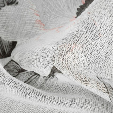 Firana 350x250 Bessy biała różowa gotowa na przelotkach z matowej etaminy z kwiatowym motywem Eurofirany Firana 350x250 Bessy biała różowa gotowa na przelotkach z matowej etaminy z kwiatowym motywem Eurofirany