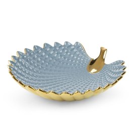 Patera ceramiczna 33x33x8 Hiral 3 niebieska złota liść Eurofirany