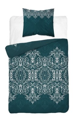Pościel satynowa 140x200 turkusowa ciemna glamour ornamenty 3831 B Home Satin 77