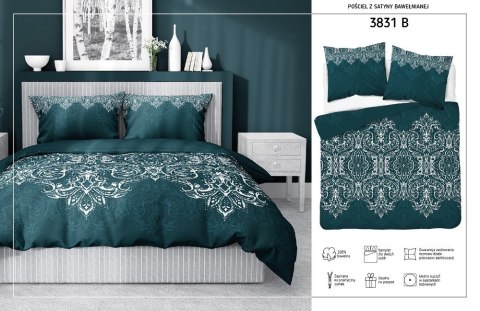 Pościel satynowa 140x200 turkusowa ciemna glamour ornamenty 3831 B Home Satin 77 Pościel satynowa 140x200 turkusowa ciemna glamour ornamenty 3831 B Home Satin 77