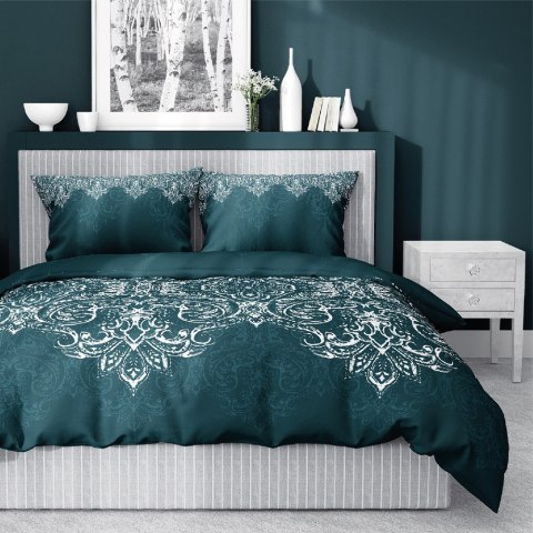 Pościel satynowa 140x200 turkusowa ciemna glamour ornamenty 3831 B Home Satin 77 Pościel satynowa 140x200 turkusowa ciemna glamour ornamenty 3831 B Home Satin 77
