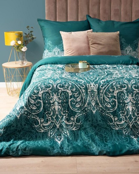 Pościel satynowa 140x200 turkusowa ciemna glamour ornamenty 3831 B Home Satin 77 Pościel satynowa 140x200 turkusowa ciemna glamour ornamenty 3831 B Home Satin 77