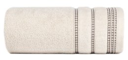 Ręcznik 30x50 Amanda beżowy z ozdobną welurową bordiurą w pasy frotte 500 g/m2 Eurofirany
