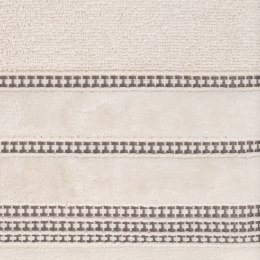 Ręcznik 30x50 Amanda beżowy z ozdobną welurową bordiurą w pasy frotte 500 g/m2 Eurofirany