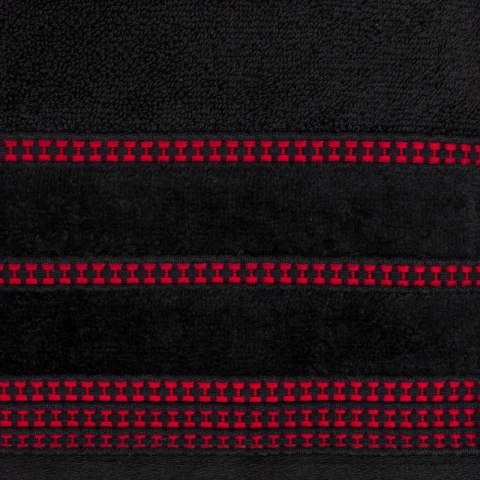 Ręcznik 50x90 Amanda czarny z ozdobną welurową bordiurą w pasy frotte 500 g/m2 Eurofirany Ręcznik 50x90 Amanda czarny z ozdobną welurową bordiurą w pasy frotte 500 g/m2 Eurofirany