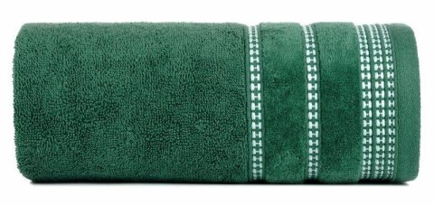 Ręcznik 50x90 Amanda zielony ciemny z ozdobną welurową bordiurą w pasy frotte 500 g/m2 Eurofirany Ręcznik 50x90 Amanda zielony ciemny z ozdobną welurową bordiurą w pasy frotte 500 g/m2 Eurofirany