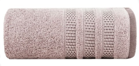 Ręcznik 50x90 Nastia pudrowy z żakardową bordiurą w pasy w stylu eko frotte 500 g/m2 Eurofirany Ręcznik 50x90 Nastia pudrowy z żakardową bordiurą w pasy w stylu eko frotte 500 g/m2 Eurofirany