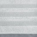 Ręcznik 50x90 Nastia srebrny z żakardową bordiurą w pasy w stylu eko frotte 500 g/m2 Eurofirany