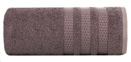 Ręcznik 70x140 Nastia grafitowy z żakardową bordiurą w pasy w stylu eko frotte 500 g/m2 Eurofirany