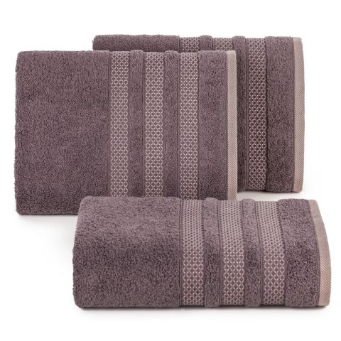 Ręcznik 70x140 Nastia grafitowy z żakardową bordiurą w pasy w stylu eko frotte 500 g/m2 Eurofirany Ręcznik 70x140 Nastia grafitowy z żakardową bordiurą w pasy w stylu eko frotte 500 g/m2 Eurofirany