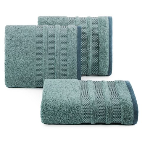 Ręcznik 70x140 Nastia miętowy ciemny z żakardową bordiurą w pasy w stylu eko frotte 500 g/m2 Eurofirany Ręcznik 70x140 Nastia miętowy ciemny z żakardową bordiurą w pasy w stylu eko frotte 500 g/m2 Eurofirany