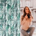 Zasłona 140x250 Adeline biała zielona z nadrukiem liści z lekkiej mikrofibry gotowa na przelotkach Eurofirany Zasłona 140x250 Adeline biała zielona z nadrukiem liści z lekkiej mikrofibry gotowa na przelotkach Eurofirany