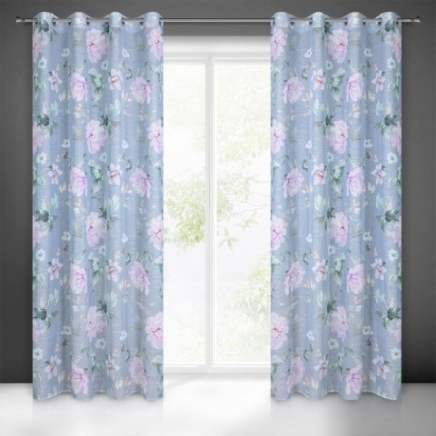 Zasłona 140x250 Flora srebrna fioletowa kwiaty gotowa na przelotkach Eurofirany Zasłona 140x250 Flora srebrna fioletowa kwiaty gotowa na przelotkach Eurofirany