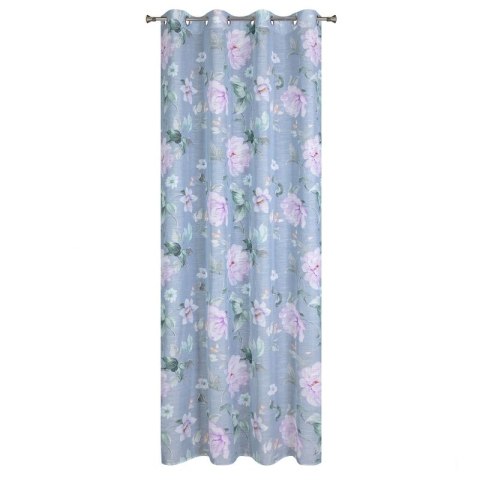 Zasłona 140x250 Flora srebrna fioletowa kwiaty gotowa na przelotkach Eurofirany Zasłona 140x250 Flora srebrna fioletowa kwiaty gotowa na przelotkach Eurofirany