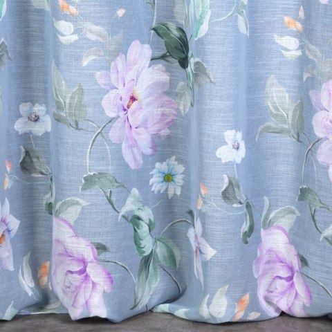 Zasłona 140x250 Flora srebrna fioletowa kwiaty gotowa na przelotkach Eurofirany Zasłona 140x250 Flora srebrna fioletowa kwiaty gotowa na przelotkach Eurofirany