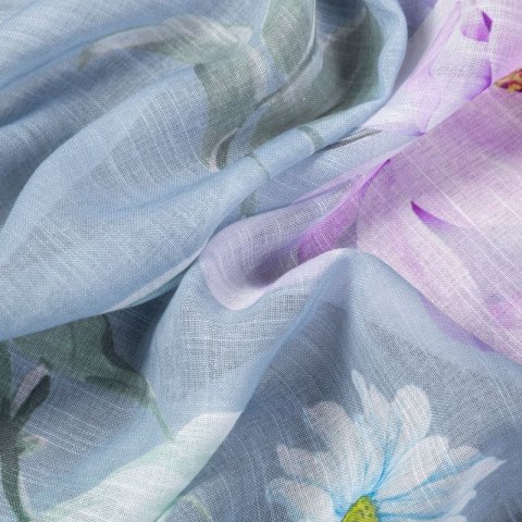Zasłona 140x250 Flora srebrna fioletowa kwiaty gotowa na przelotkach Eurofirany Zasłona 140x250 Flora srebrna fioletowa kwiaty gotowa na przelotkach Eurofirany