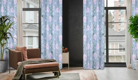 Zasłona 140x250 Flora srebrna fioletowa kwiaty gotowa na przelotkach Eurofirany Zasłona 140x250 Flora srebrna fioletowa kwiaty gotowa na przelotkach Eurofirany