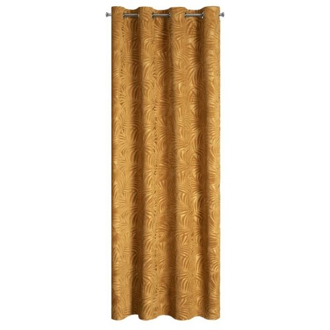 Zasłona 140x250 Livia miodowa z botanicznym wytłaczanym wzorem liści welurowa gotowa na przelotkach Eurofirany Zasłona 140x250 Livia miodowa z botanicznym wytłaczanym wzorem liści welurowa gotowa na przelotkach Eurofirany