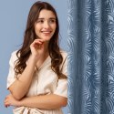 Zasłona 140x250 Livia niebieska ciemna z botanicznym wytłaczanym wzorem liści welurowa gotowa na przelotkach Eurofirany Zasłona 140x250 Livia niebieska ciemna z botanicznym wytłaczanym wzorem liści welurowa gotowa na przelotkach Eurofirany