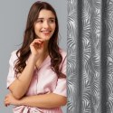 Zasłona 140x250 Livia stalowa z botanicznym wytłaczanym wzorem liści welurowa gotowa na przelotkach Eurofirany
