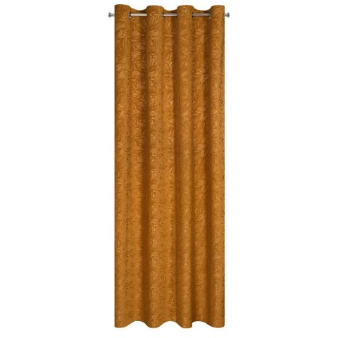 Zasłona 140x250 Octavia miodowa z miękkiego weluru z wytłaczanym wzorem liści gotowa na przelotkach Eurofirany Zasłona 140x250 Octavia miodowa z miękkiego weluru z wytłaczanym wzorem liści gotowa na przelotkach Eurofirany