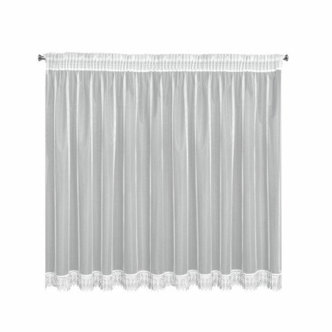 Firana 400x145 Sari biała gotowa na taśmie z drobnej siateczki z ozdobną koronką przy górnej krawędzi Eurofirany Firana 400x145 Sari biała gotowa na taśmie z drobnej siateczki z ozdobną koronką przy górnej krawędzi Eurofirany
