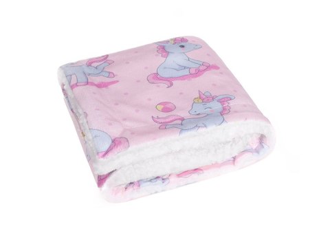 Kocyk włochacz dwustronny 80x100 jednorożec różowy 004 Milo sherpa 200 g/m2 velboa 180 g/m2 dziecięcy Kocyk włochacz dwustronny 80x100 jednorożec różowy 004 Milo sherpa 200 g/m2 velboa 180 g/m2 dziecięcy