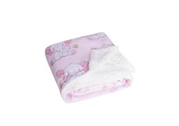 Kocyk włochacz dwustronny 80x100 słonik różowy 002 Milo sherpa 200 g/m2 velboa 180 g/m2 dziecięcy