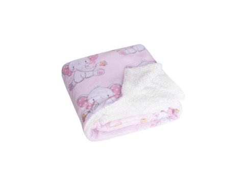 Kocyk włochacz dwustronny 80x100 słonik różowy 002 Milo sherpa 200 g/m2 velboa 180 g/m2 dziecięcy Kocyk włochacz dwustronny 80x100 słonik różowy 002 Milo sherpa 200 g/m2 velboa 180 g/m2 dziecięcy
