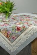 Obrus 100x100 gobelinowy popielaty kwiaty róże Eurofirany Obrus 100x100 gobelinowy popielaty kwiaty róże Eurofirany