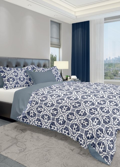 Pościel bawełniana 160x200 biała granatowa szara ornamenty glamour 006 Fashion 23 Faro Pościel bawełniana 160x200 biała granatowa szara ornamenty glamour 006 Fashion 23 Faro