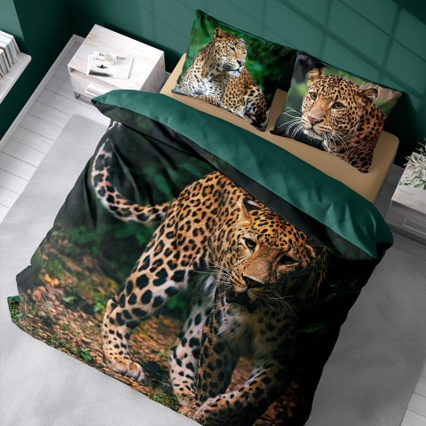 Pościel bawełniana 160x200 gepard zielona 3926 A Holland Natura 100 Pościel bawełniana 160x200 gepard zielona 3926 A Holland Natura 100
