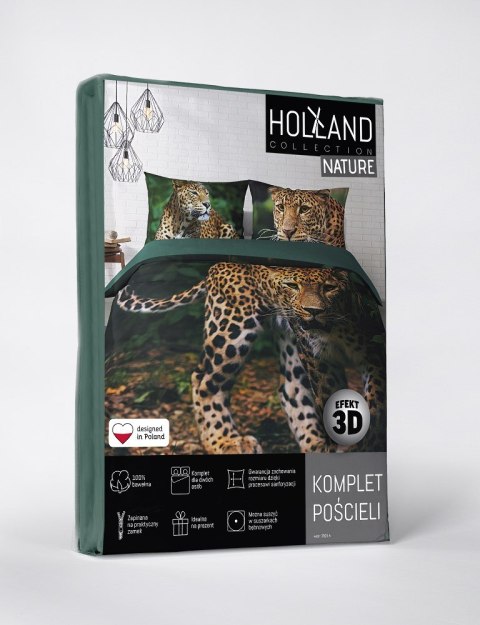 Pościel bawełniana 160x200 gepard zielona 3926 A Holland Natura 100 Pościel bawełniana 160x200 gepard zielona 3926 A Holland Natura 100