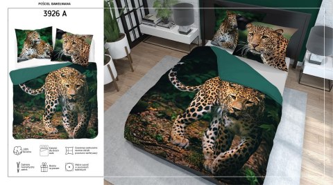 Pościel bawełniana 160x200 gepard zielona 3926 A Holland Natura 100 Pościel bawełniana 160x200 gepard zielona 3926 A Holland Natura 100