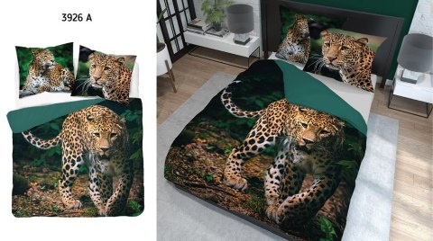 Pościel bawełniana 160x200 gepard zielona 3926 A Holland Natura 100 Pościel bawełniana 160x200 gepard zielona 3926 A Holland Natura 100