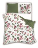 Pościel bawełniana 220x200 biała zielona róże czerwone różowe 008 Fashion 23 Faro