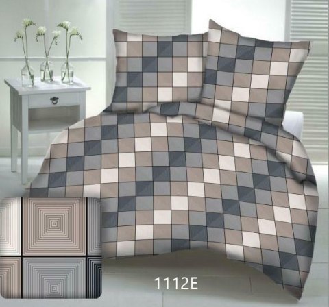 Pościel z kory 200x220 kostka kratka geometria 3D-1112E Pościel z kory 200x220 kostka kratka geometria 3D-1112E