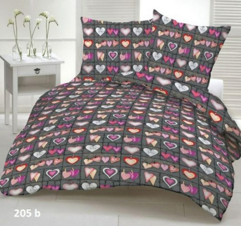 Pościel z kory 200x220 szara serca fioletowe 205B Pościel z kory 200x220 szara serca fioletowe 205B