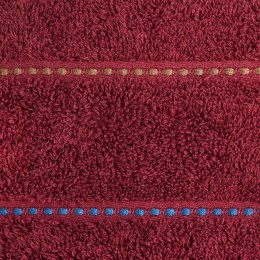 Ręcznik Morocco 1 70x140 bordowy frotte z frędzlami oraz ozdobną bordiurą w pasy 480 g/m2 Terra Collection Eurofirany