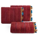 Ręcznik Morocco 1 70x140 bordowy frotte z frędzlami oraz ozdobną bordiurą w pasy 480 g/m2 Terra Collection Eurofirany