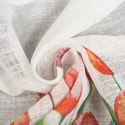 Zazdrostka 60x150 Stella biała czerwona gotowa na tunel wzór kwiatowy tulipany z matowej tkaniny z koronką Eurofirany Zazdrostka 60x150 Stella biała czerwona gotowa na tunel wzór kwiatowy tulipany z matowej tkaniny z koronką Eurofirany