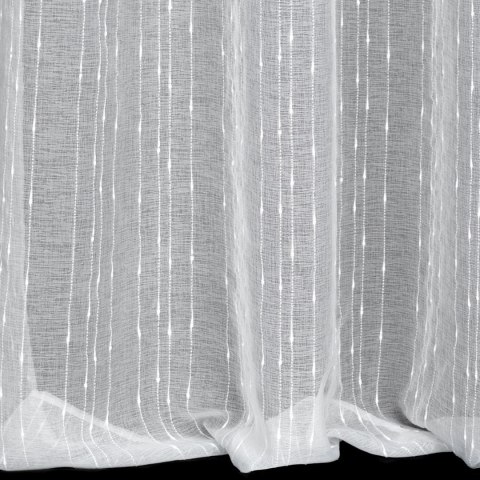 Firana 140x250 Becky biała gotowa na przelotkach z etaminy z ozdobnymi pionowymi paseczkami Eurofirany Firana 140x250 Becky biała gotowa na przelotkach z etaminy z ozdobnymi pionowymi paseczkami Eurofirany