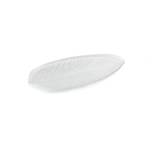 Patera Debi 30x14x2 biała ze szkła artystycznego w kształcie liścia Eurofirany Patera Debi 30x14x2 biała ze szkła artystycznego w kształcie liścia Eurofirany