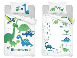 Pościel bambusowa 90x120 3948 B Dino dinozaury zielona niebieska mam już tyle miesięcy i dni poszewka 40x60 dziecięca Bambus 103